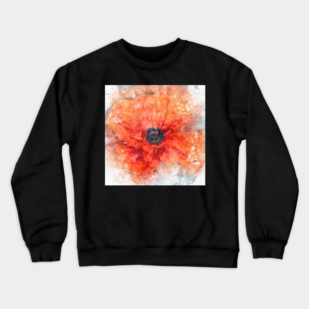 Floral Graphic Design, Poppy Watercolor Design Flower Lover Gifts Crewneck Sweatshirt by tamdevo1